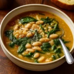 Cannellini Bean and Spinach Soup in a bowl