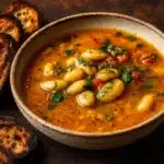 Cannellini Bean Soup Recipe served in a bowl with bread