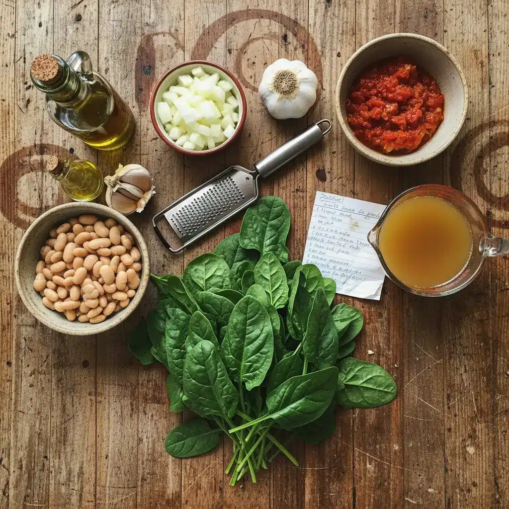 Ingredients for Cannellini Bean and Spinach Soup