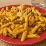 Cheesy Penne with Garlic Butter Ground Beef