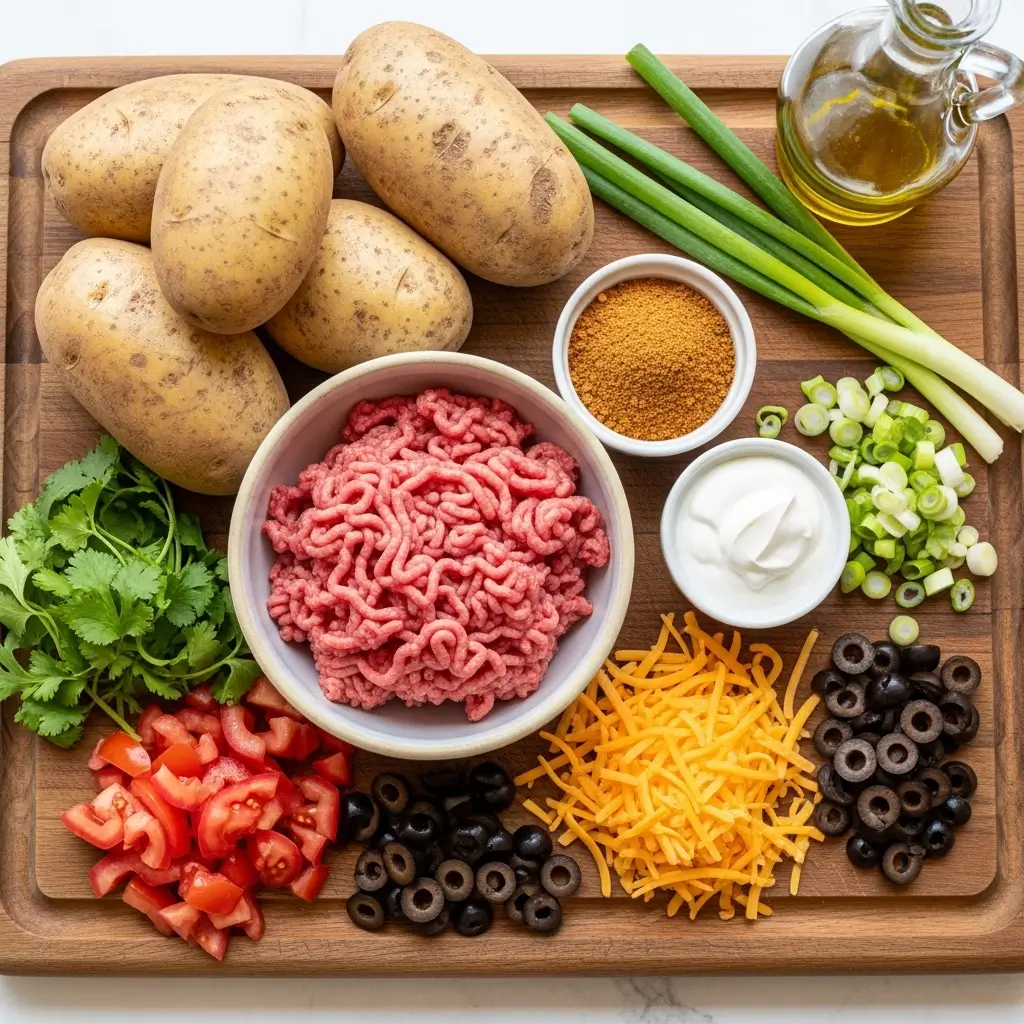 Ingredients for Cheesy Taco Potatoes recipe