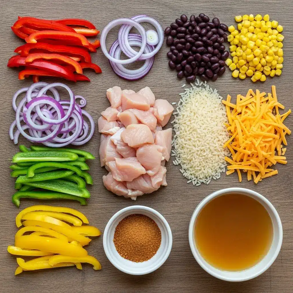 Ingredients for Easy Chicken Fajita Rice Casserole