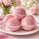 Creamy Strawberry Truffles on white plate