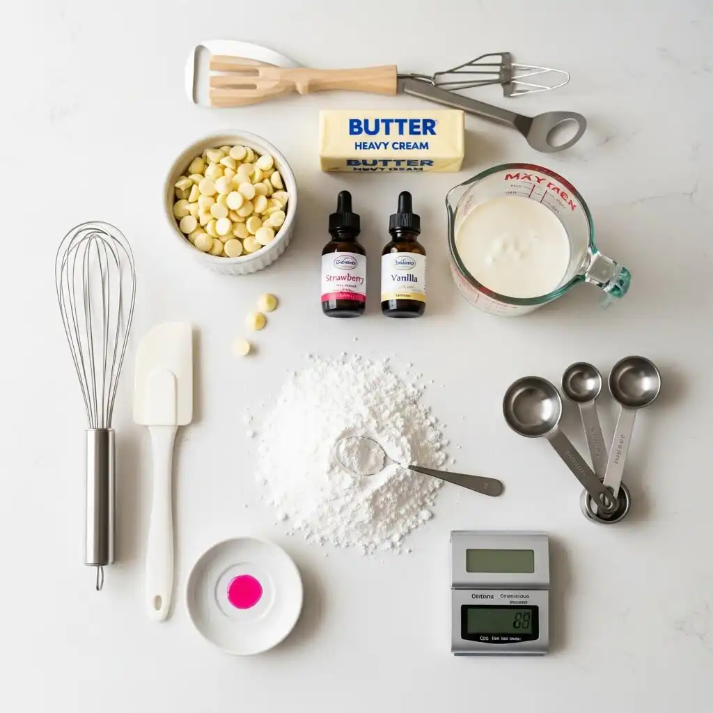 Ingredients for Creamy Strawberry Truffles
