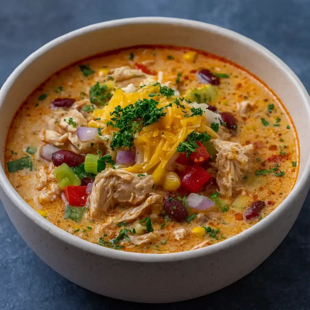 Crock Pot Creamy Chicken Parmesan Soup served in a bowl