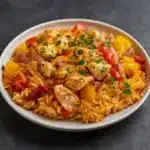 Easy Chicken Fajita Rice Casserole baked dish