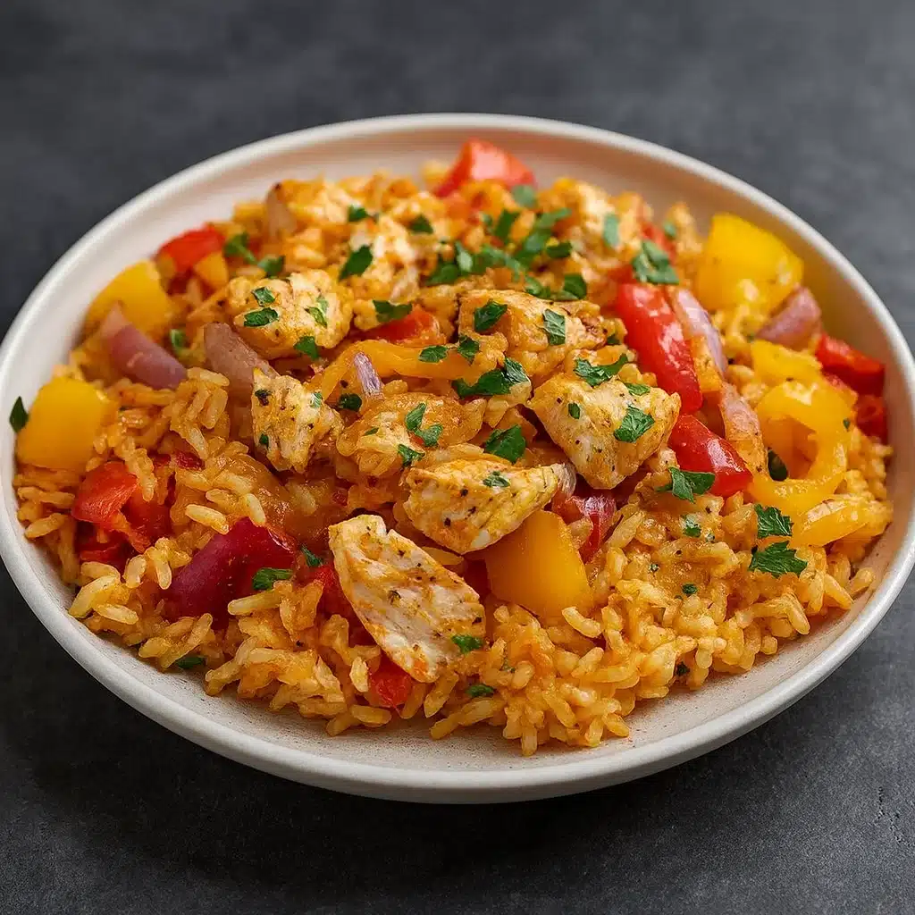 Easy Chicken Fajita Rice Casserole baked dish