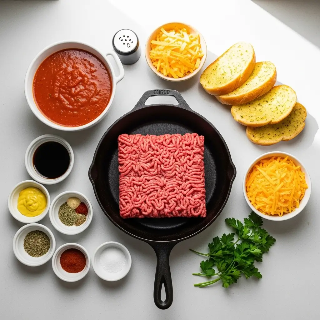 Ingredients for Garlic Bread Sloppy Joes