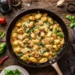 Garlic Chicken Gnocchi Skillet in a creamy sauce