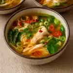 Ginger Garlic Chicken Noodle Soup in Bowl
