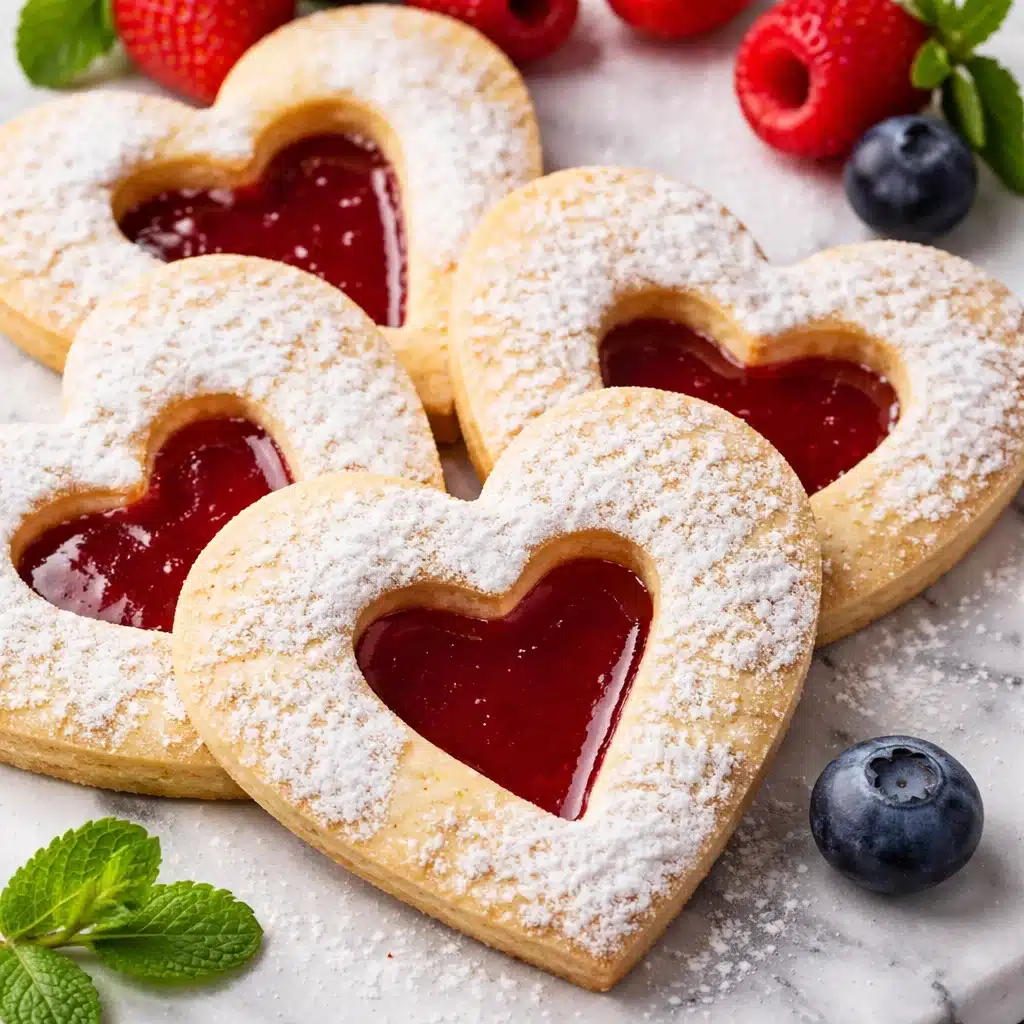 Heart-Shaped Thumbprint Cookies with jam for Valentine's Day