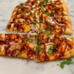 High Protein BBQ Chicken Flatbread hot and cheesy