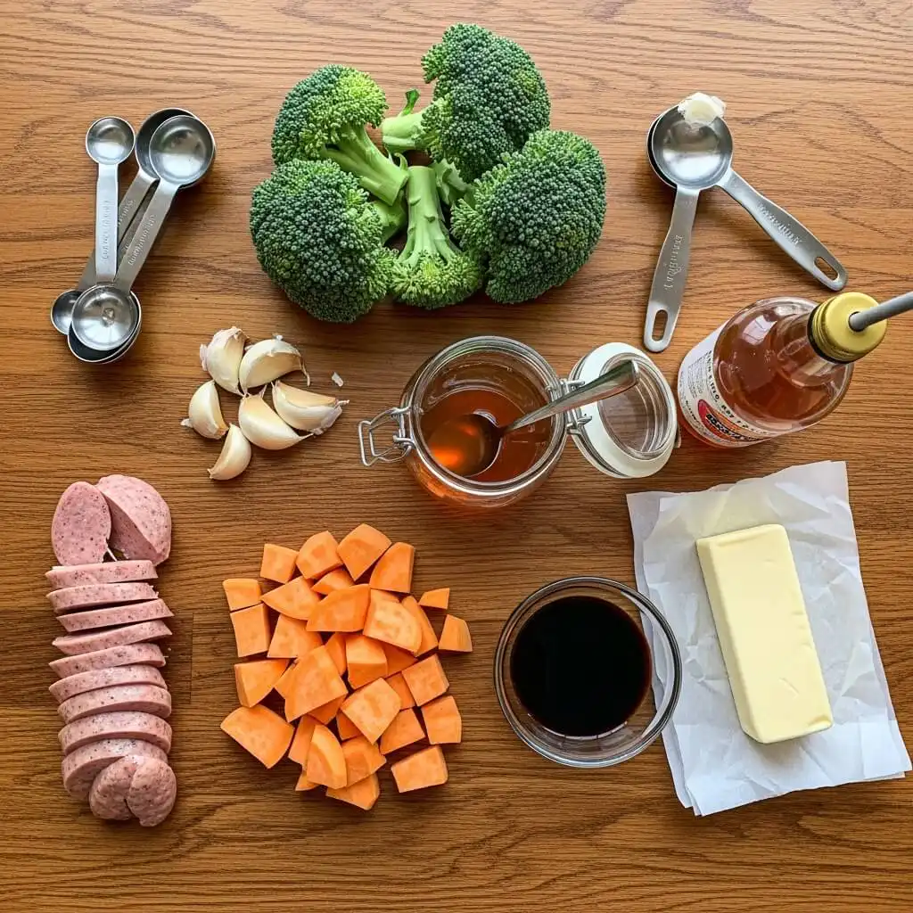 Ingredients for Honey Garlic Sheet Pan Sausage
