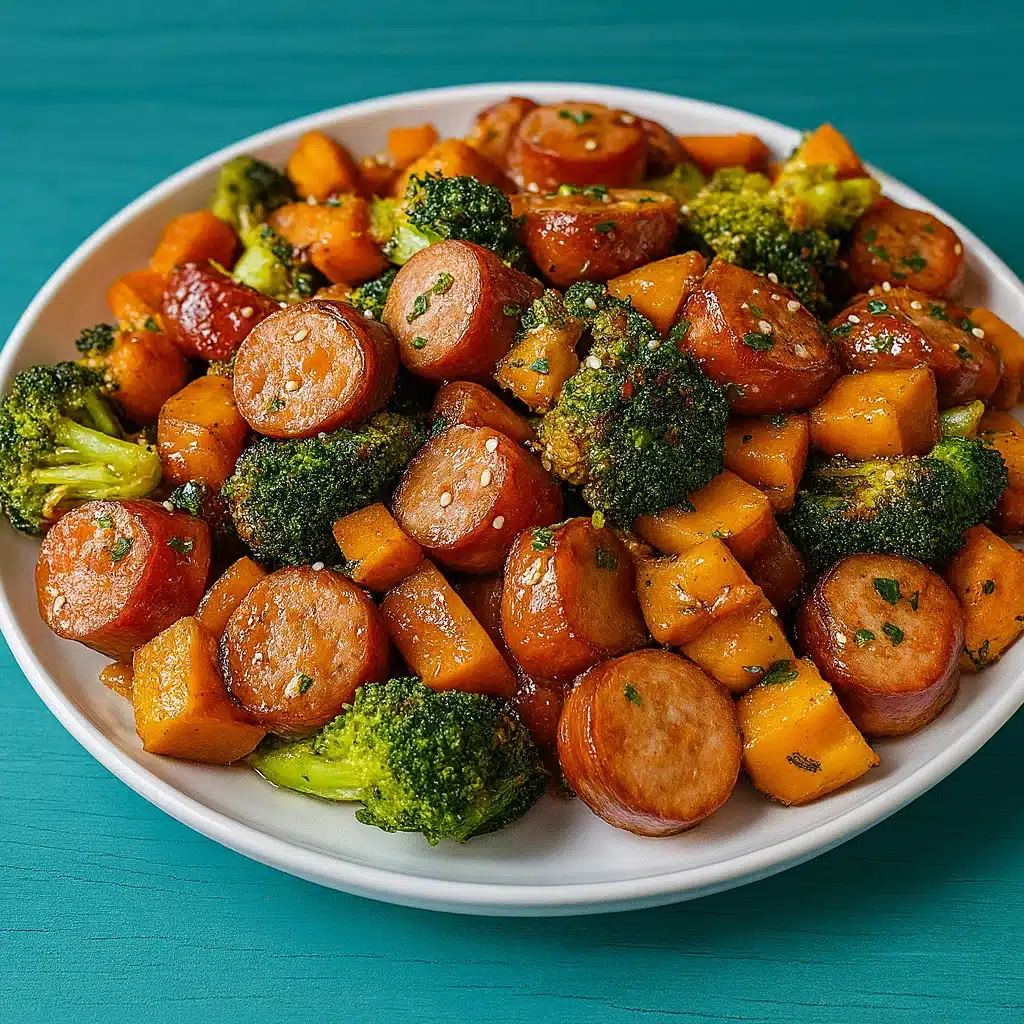 Honey Garlic Sheet Pan Sausage fresh out of oven
