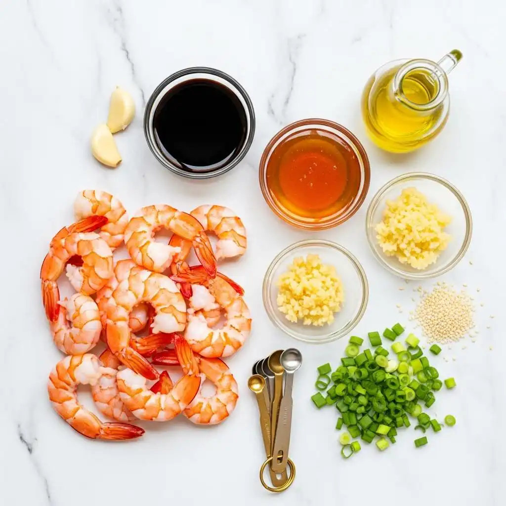Ingredients for High-Protein Honey Garlic Shrimp