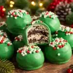 Irish Cream Oreo truffles dipped in green chocolate