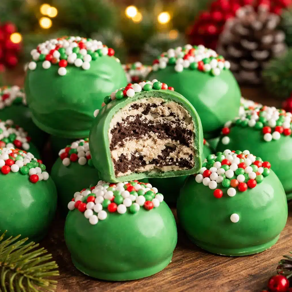 Irish Cream Oreo truffles dipped in green chocolate