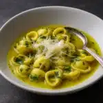 Italian Pastina Soup in a cozy kitchen setting