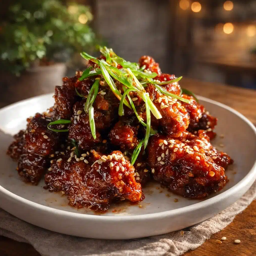 Korean Garlic Soy Chicken served with rice and vegetables