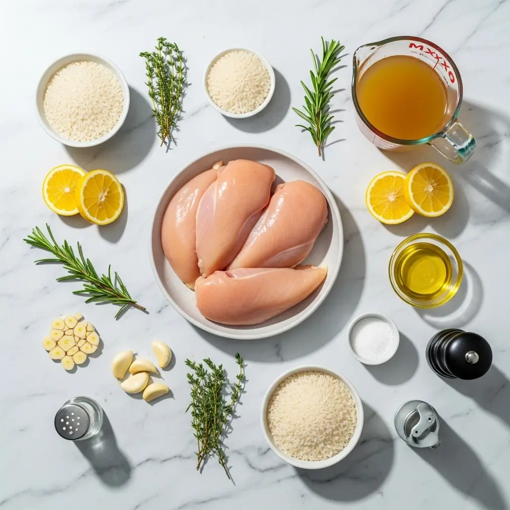 Ingredients for Slow Cooker Lemon Herb Chicken and Rice