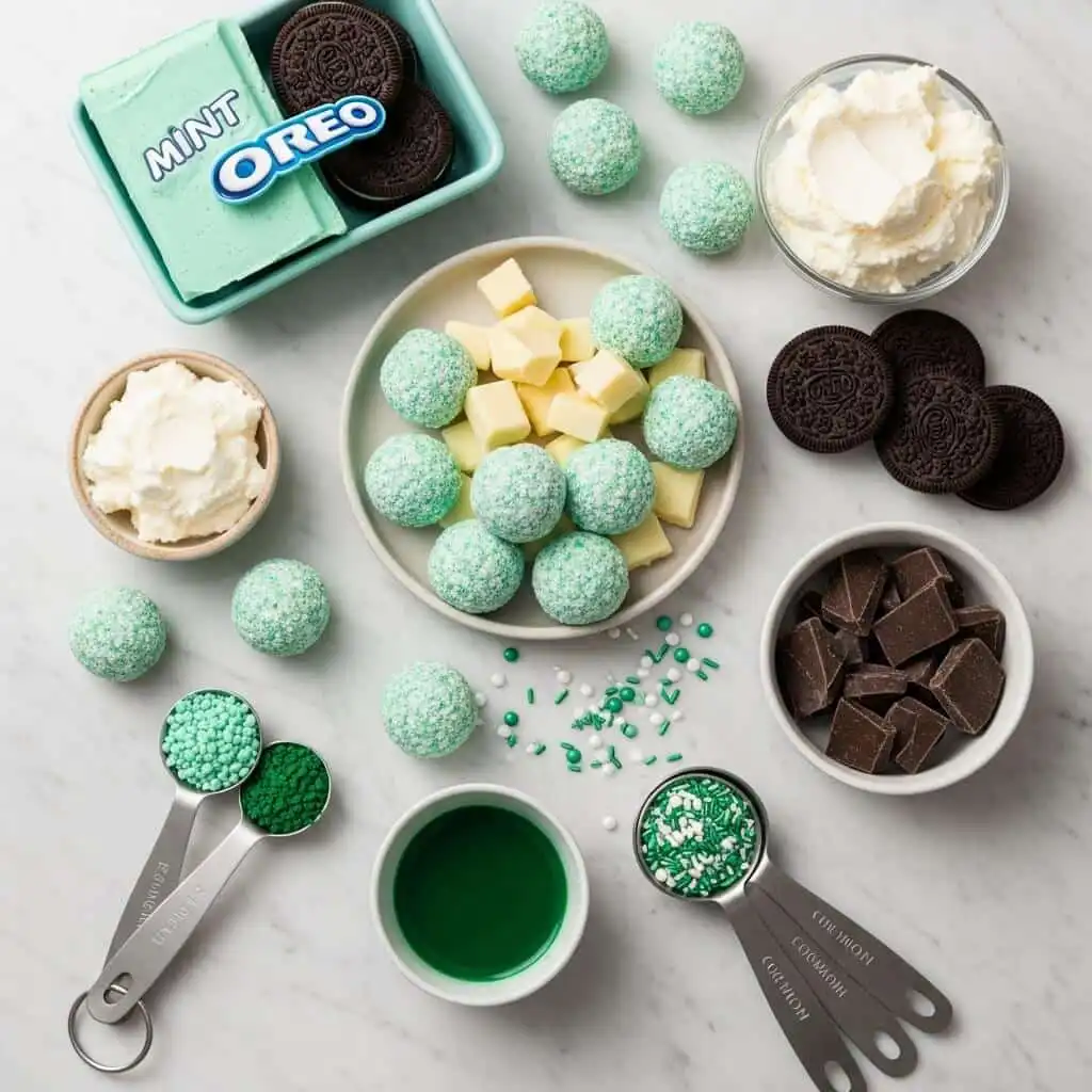 Ingredients for Making Mint Oreo Truffles