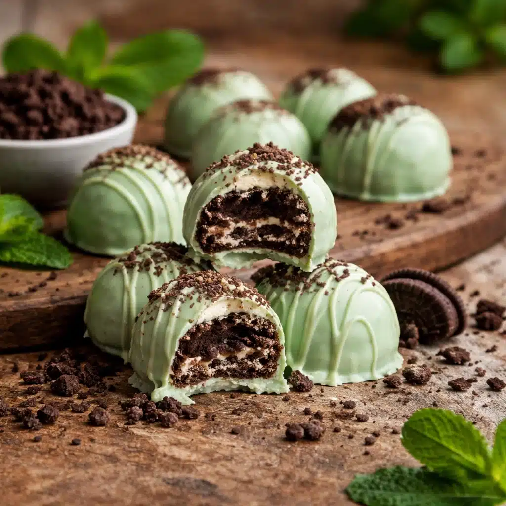 Mint Oreo Truffles on Holiday Plate
