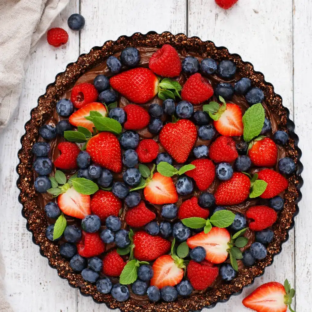 No Bake Chocolate Berry Tart with fresh berries
