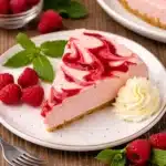 No Bake Raspberry Cheesecake with Raspberry Swirl