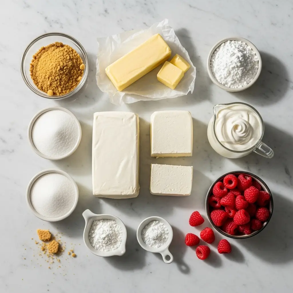 Ingredients for No Bake Raspberry Cheesecake