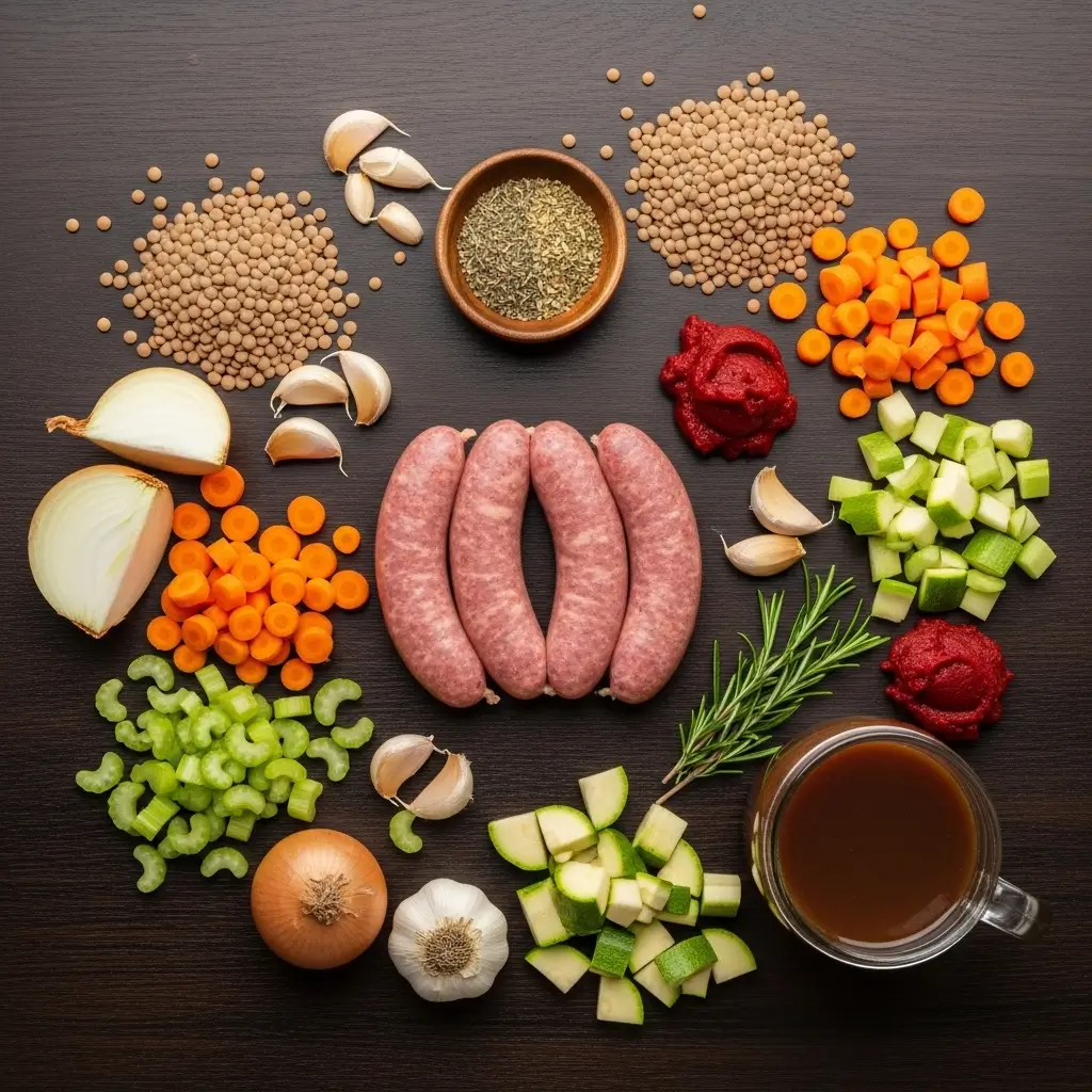 Ingredients for Sausage and Lentil Soup