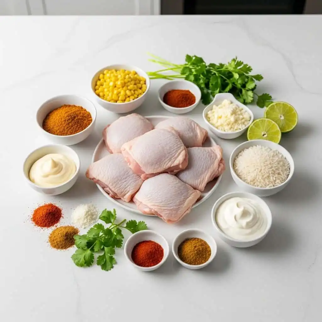Ingredients for Street Corn Chicken and Rice Bowls
