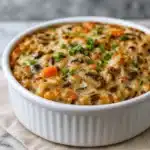 The Ultimate Chicken Wild Rice Casserole fresh out of the oven