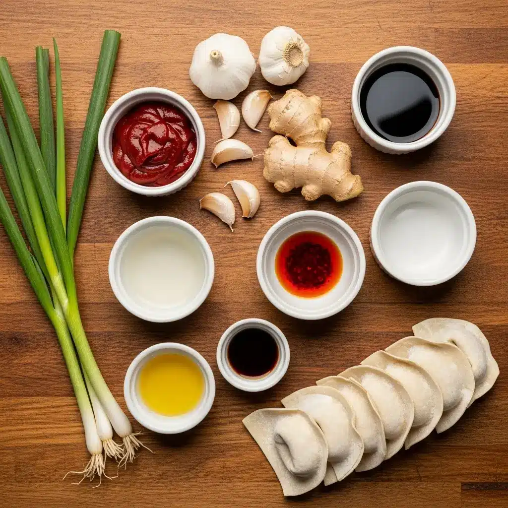 Ingredients for spicy wonton soup recipe