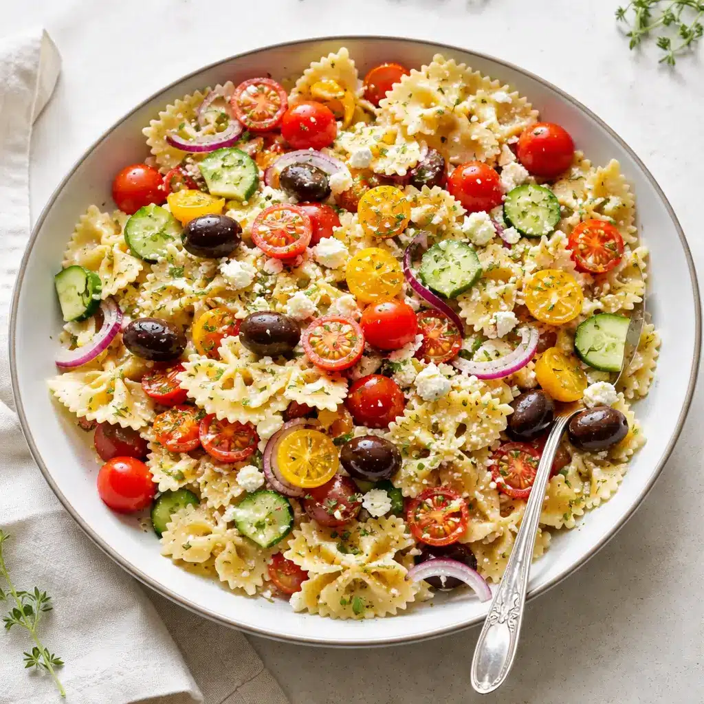Best Greek Pasta Salad with Feta and Lemon Dressing