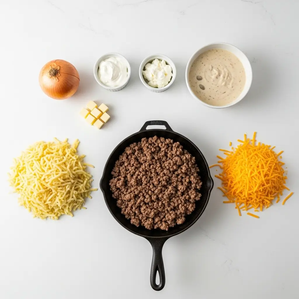 cheesy-ground-beef-hash-brown-casserole-ingredients