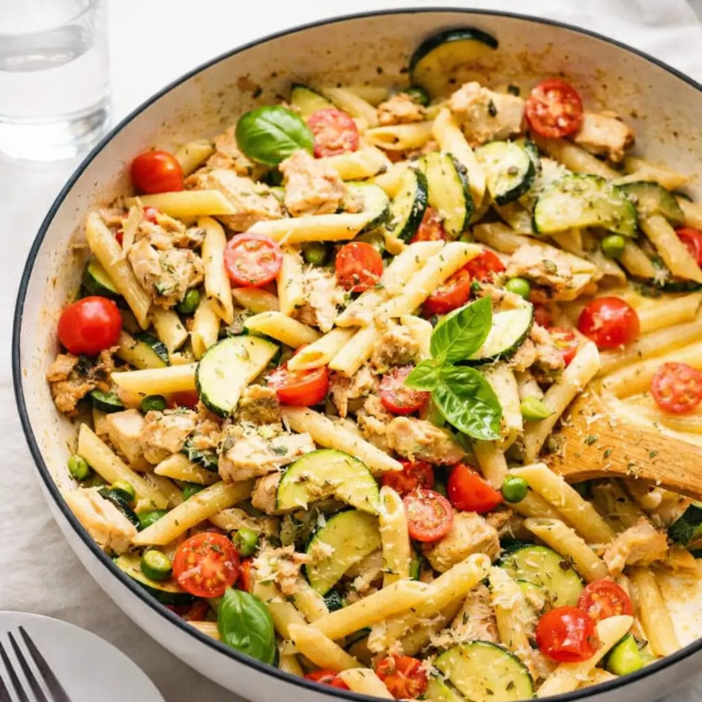 Chicken Pasta Primavera creamy pasta with chicken and veggies