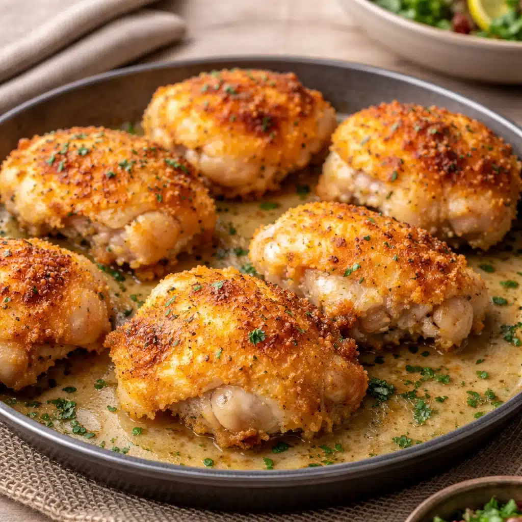Crispy Ranch Chicken Thighs baked golden brown