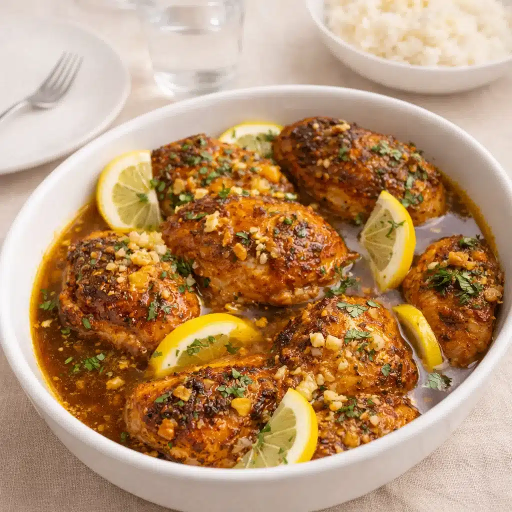 Crockpot Lemon Garlic Butter Chicken Thighs