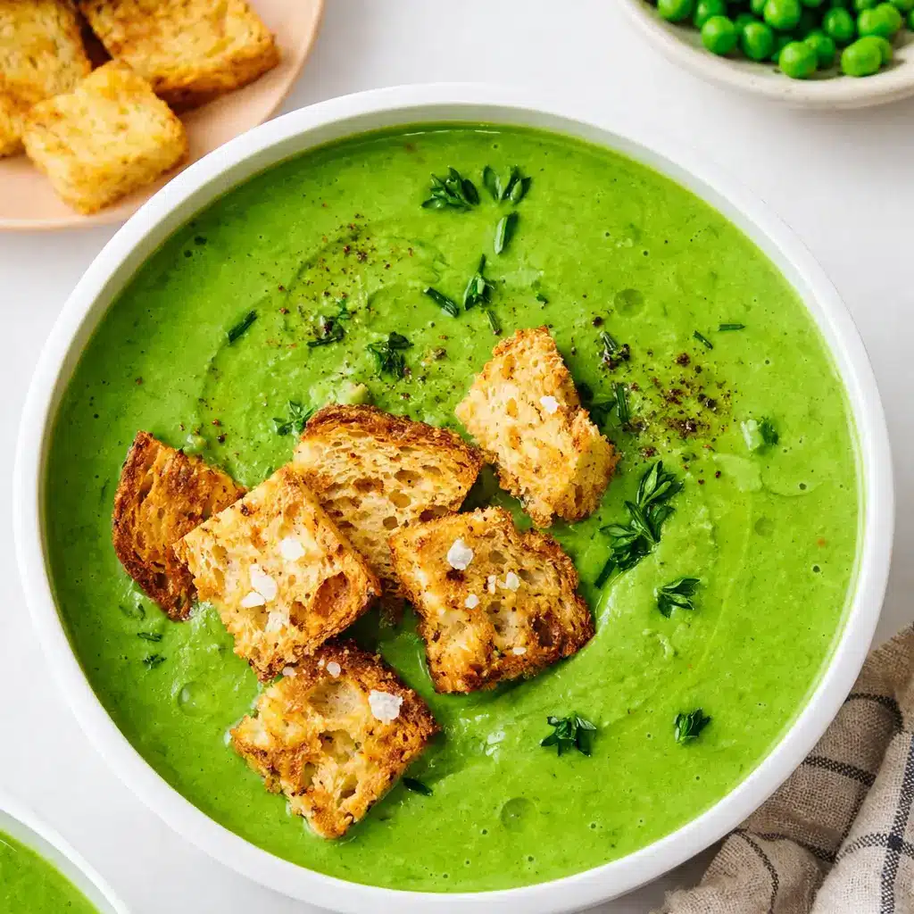easiest frozen pea soup in bowl