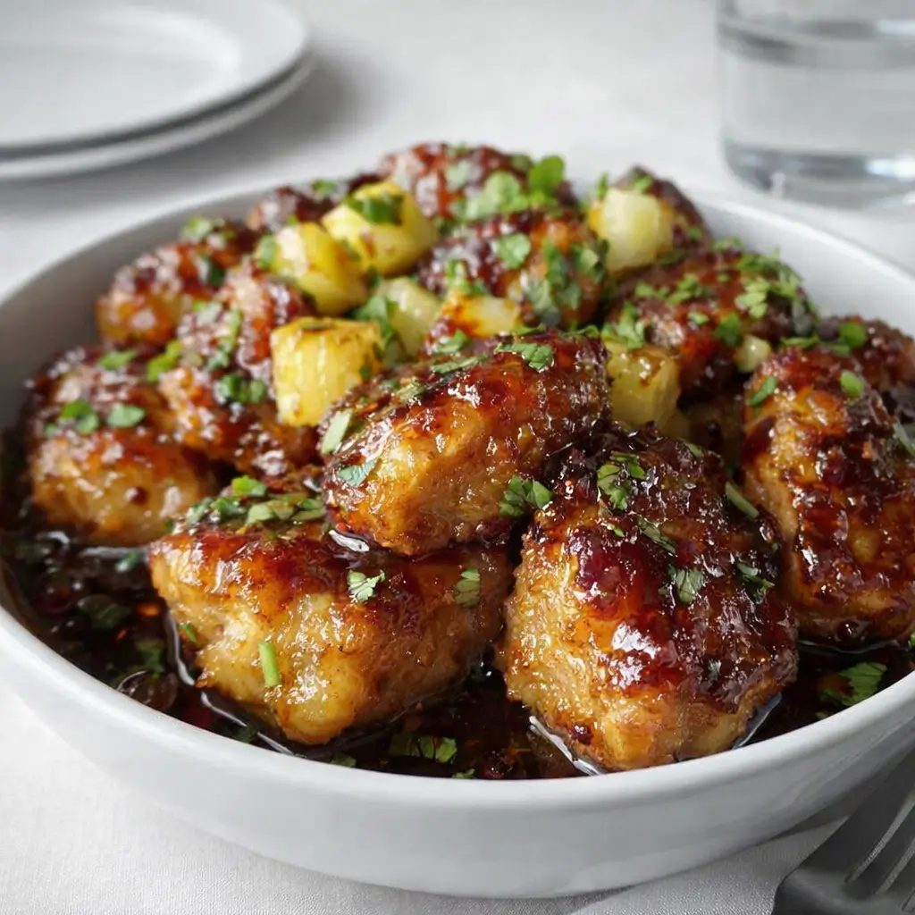 Easy Brown Sugar Pineapple Chicken in skillet