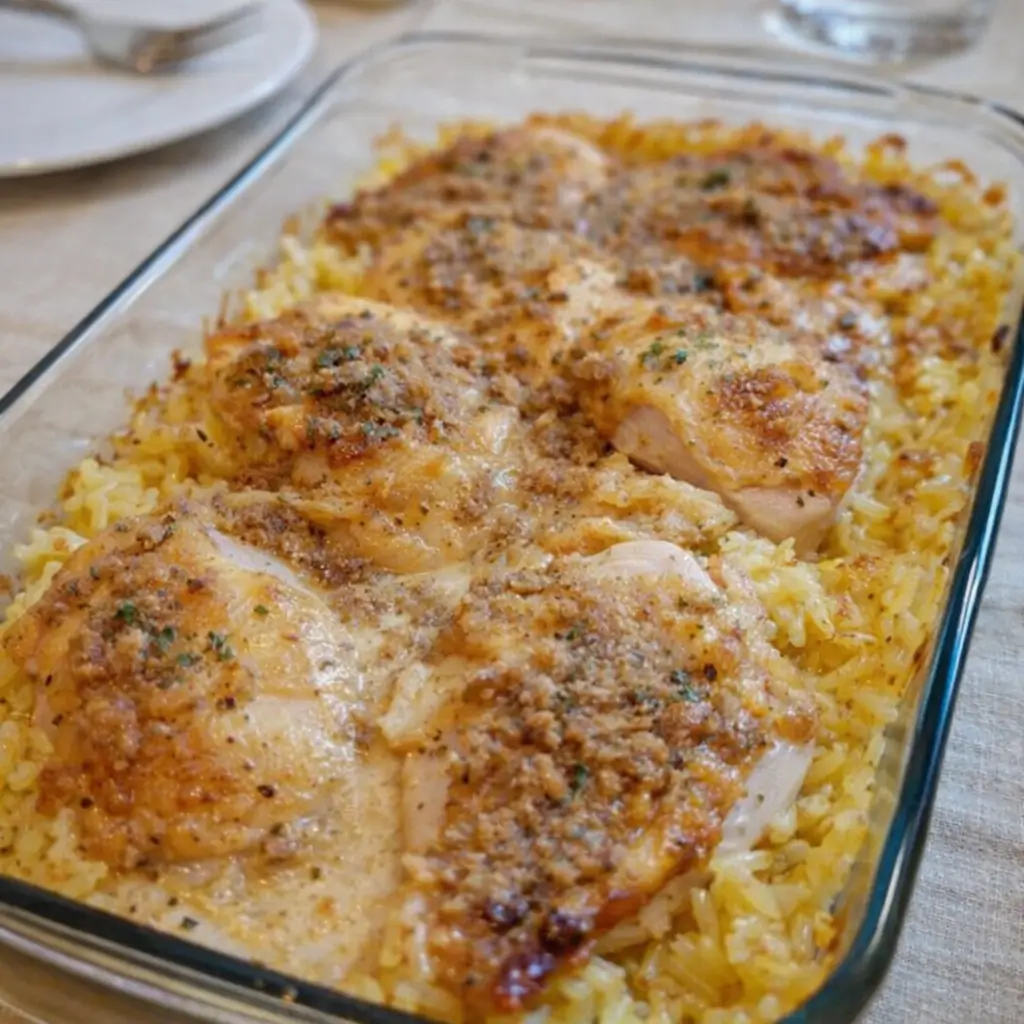 Forgotten Chicken and Rice one-pan dinner