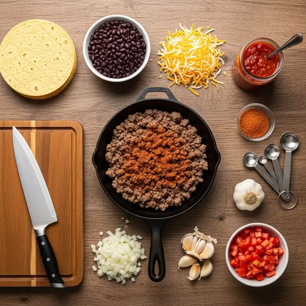 Ingredients for Mexican Casserole on counter