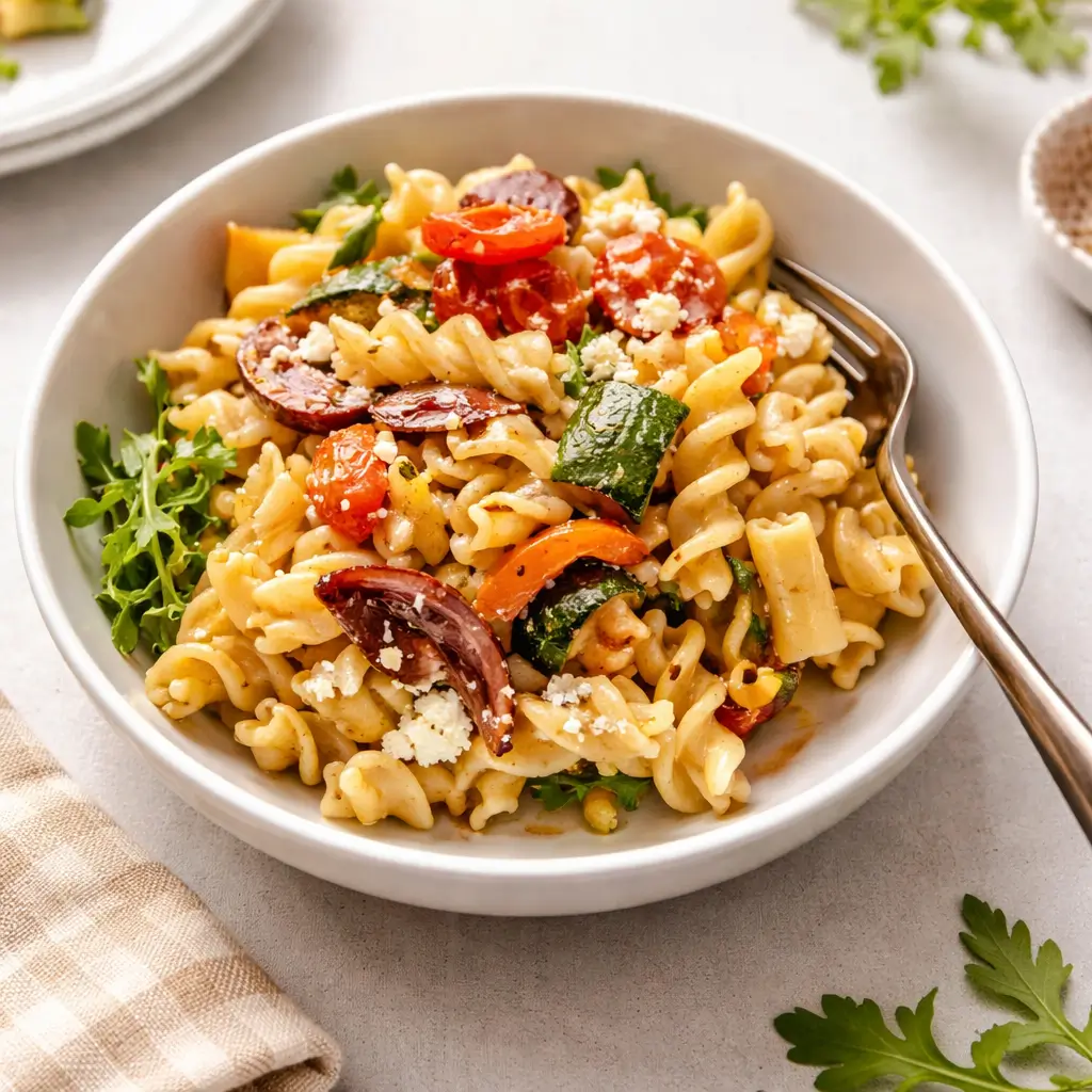 roasted-veggie-pasta-with-feta