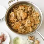 Skillet Mushroom Chicken Thighs in creamy mushroom sauce