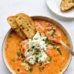 Slow-Cooker Shrimp and Crab Bisque in a rustic bowl