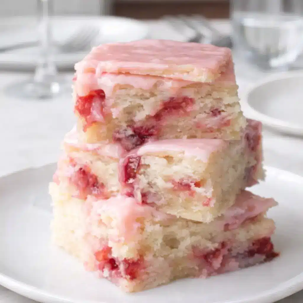 Strawberry Lemon Blondies with glaze