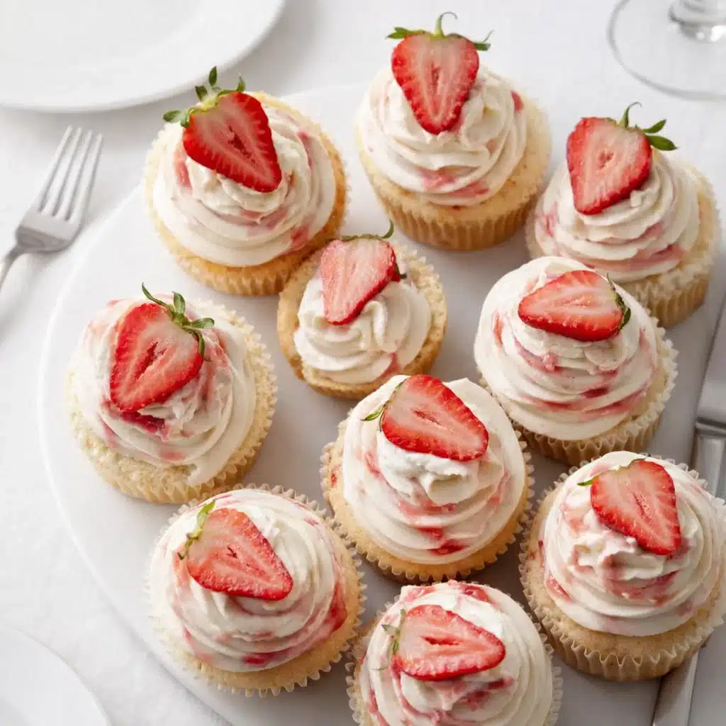 Strawberry Shortcake Cupcakes with whipped cream and fresh berries