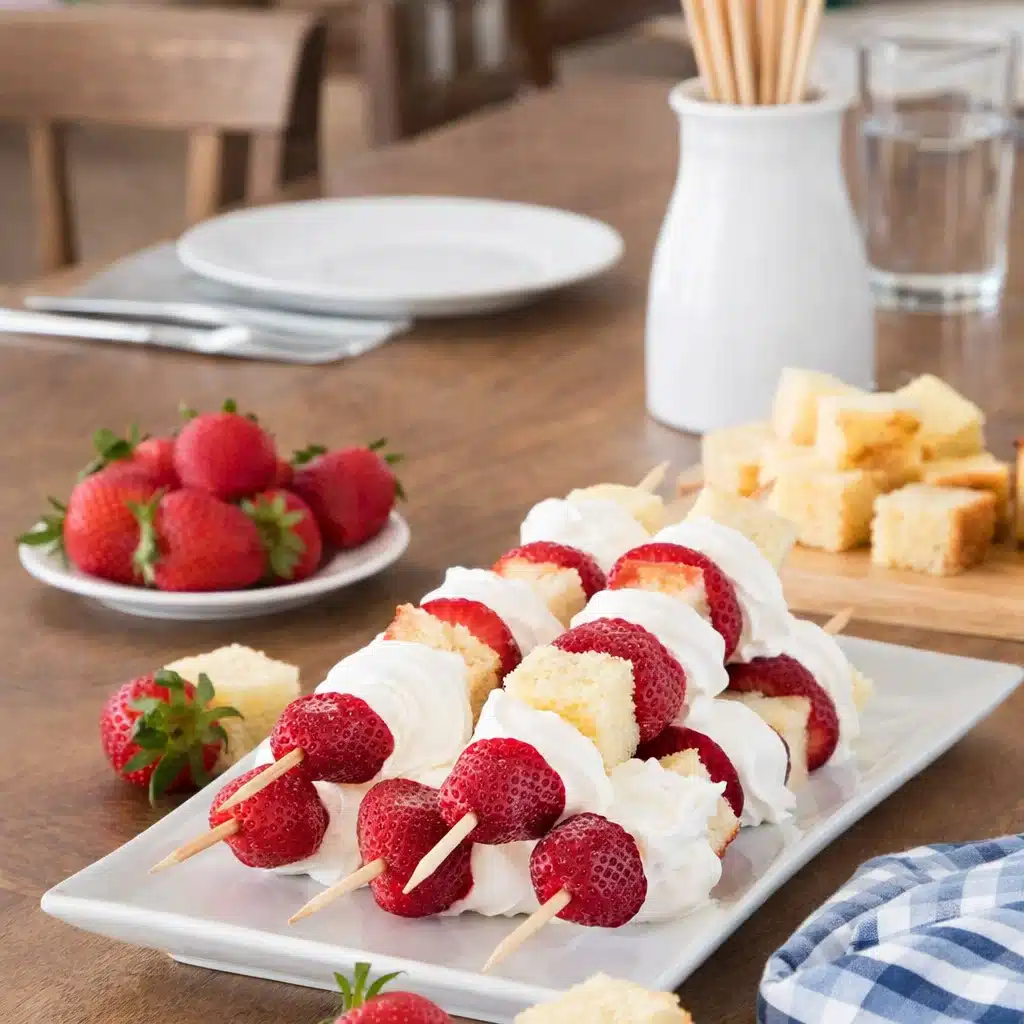 Strawberry Shortcake Kabobs – Whipped Cream and White Chocolate Versions