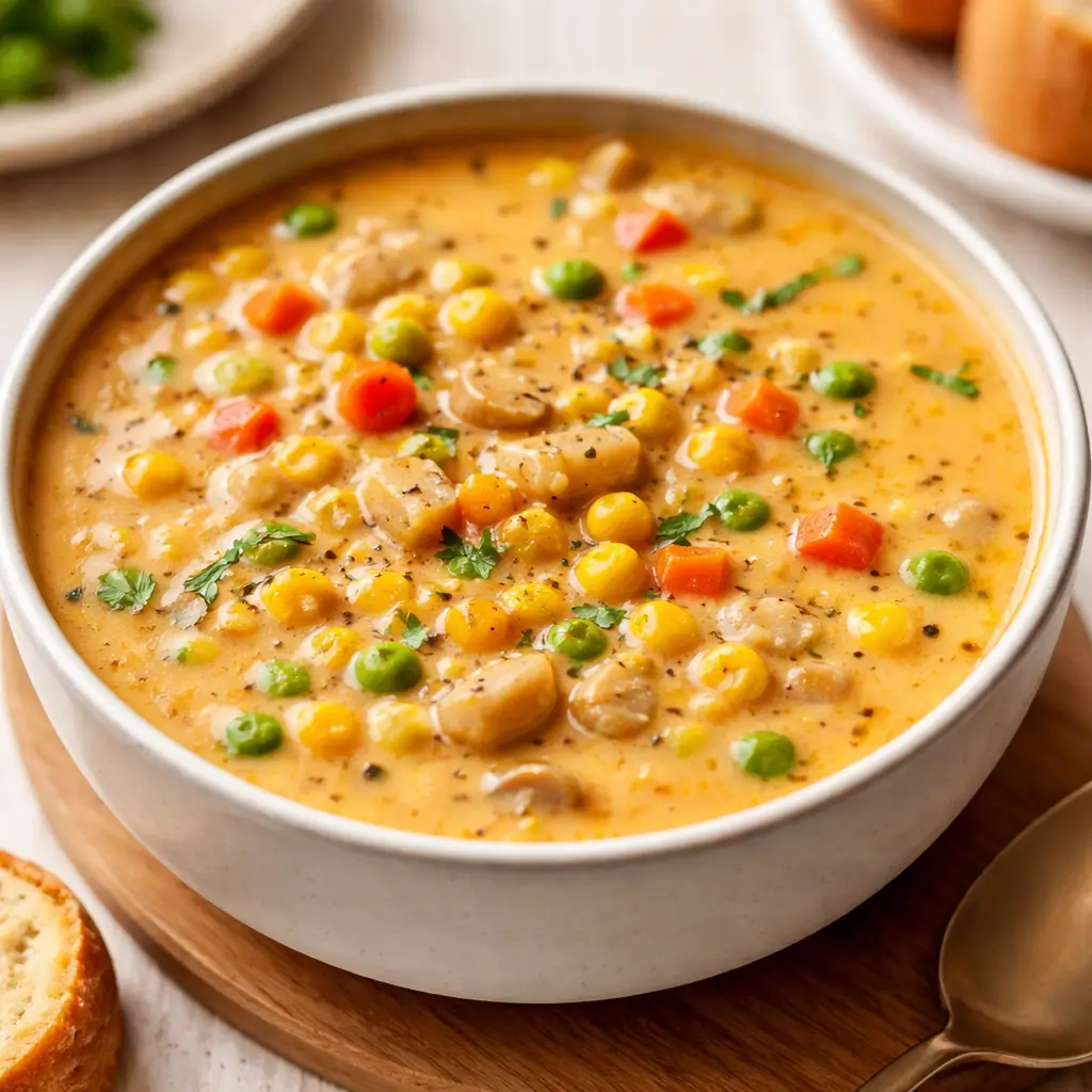 Veggie Pot Pie Soup comfort in a bowl