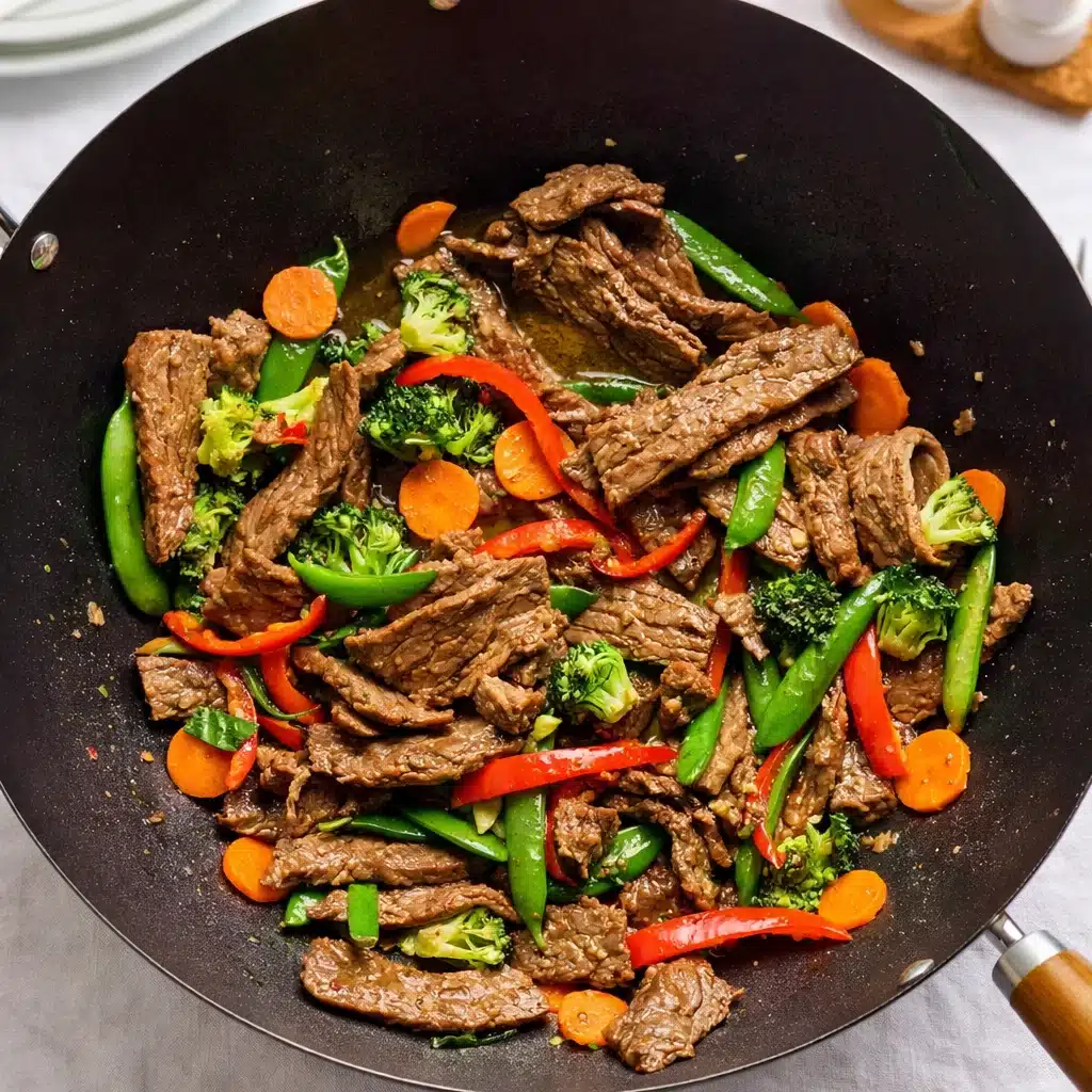 Beef and Vegetable Stir Fry served over rice